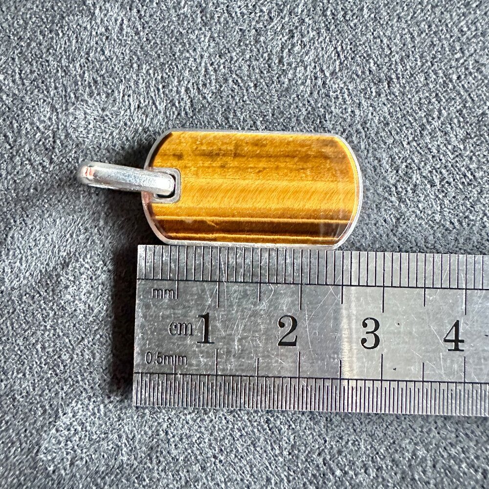 David Yurman Chevron Dog Tag Pendant w/ Tiger's Eye - 27mm - Picture 13 of 14